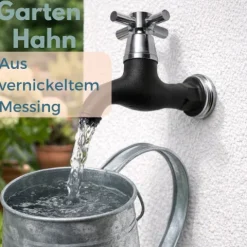 Garten Wasserhahn mit Schlauchanschluss 3/4 Kugelhahn Außen Wasserhahn Garten Schwarz Wasserhahn Auslaufhahn 3/4 Zoll Außenwasserhahn