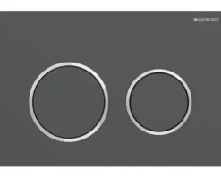 GEBERIT Betätigungsplatte Omega20 Platte schwarz matt mit Designringe hochglanz verchromt / Taster schwarz matt 115.085.14.1