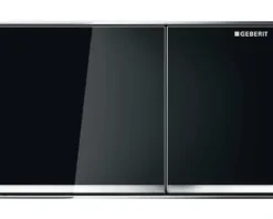 GEBERIT Betätigungsplatte Omega 60 Platte schwarz glänzend / Taster schwarz glänzend / Dekorstreifen chrom 115.081.SJ.1