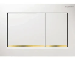 GEBERIT Betätigungsplatte Omega 30 Platte weiß glänzend / Taster weiß glänzend / Dekorstreifen gold 115.080.KK.1