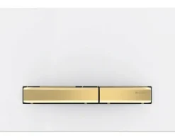 GEBERIT Betätigungsplatte Sigma 50 Platte weiß glänzend / Taster messing glänzend 115.672.11.2