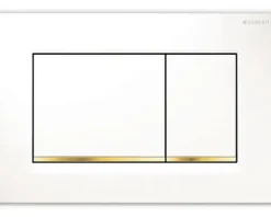 GEBERIT Betätigungsplatte Sigma20 (ex Sigma30) Platte weiß glänzend / Taster weiß glänzend / Dekorstreifen gold 115.883.KK.1