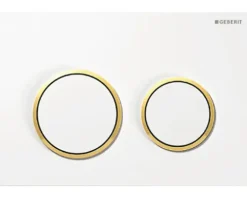 GEBERIT Betätigungsplatte Omega 20 Platte weiß glänzend / Taster weiß glänzend / Dekorringe gold 115.085.KK.1