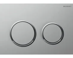 GEBERIT Betätigungsplatte Omega 20 Platte chrom matt / Taster chrom matt / Dekorringe glänzend 115.085.JQ.1