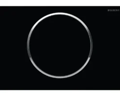 GEBERIT Betätigungsplatte Sigma 10 Platte schwarz glänzend / Taster schwarz glänzend / Dekorringe chrom 115.758.KM.5