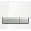 GEBERIT Betätigungsplatte Sigma40 Glas Platte weiß glänzend / Taster aluminium gebürstet 242.601.SI.1