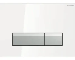 GEBERIT Betätigungsplatte Sigma40 Glas Platte weiß glänzend / Taster aluminium gebürstet 242.601.SI.1