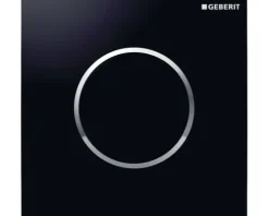 GEBERIT Urinalsteuerung Typ 10 pneumatisch Platte schwarz glänzend / Dekorring chrom 116.015.KM.1