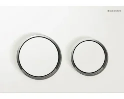 GEBERIT Betätigungsplatte Omega 20 Platte weiß glänzend / Taster weiß glänzend / Dekorringe chrom 115.085.KJ.1