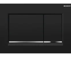 GEBERIT Betätigungsplatte Sigma20 (ex Sigma30) Platte schwarz glänzend / Taster schwarz glänzend / Dekorstreifen chrom 115.883.KM.1