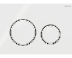 GEBERIT Betätigungsplatte Sigma50 (exSigma21) Platte weiß glänzend / Taster weiß glänzend / Dekorringe chrom 115.884.SI.1