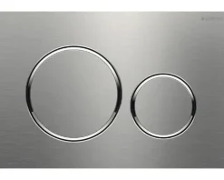 GEBERIT Betätigungsplatte Sigma 20 Platte edelstahl gebürstet / Taster edelstahl gebürstet / Dekorringe glänzend 115.882.SN.1