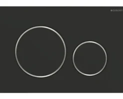 GEBERIT Betätigungsplatte Sigma 20 Platte schwarz matt / Taster schwarz matt / Dekorringe chrom 115.882.14.1
