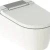 GEBERIT Dusch-WC Set Aquaclean Sela Tiefspüler ohne Spülrand mit hygienedusche weiß glänzend mit Beschichtung Nano-Effekt (schmutzabweisend) mit WC-Sitz 146.220.21.1