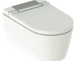 GEBERIT Dusch-WC Set Aquaclean Sela Tiefspüler ohne Spülrand mit hygienedusche weiß glänzend mit Beschichtung Nano-Effekt (schmutzabweisend) mit WC-Sitz 146.220.21.1