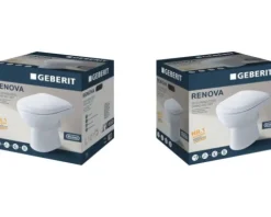 GEBERIT Stand-WC Set Renova Tiefspüler ohne Spülrand weiß glänzend mit WC-Sitz CG02100000