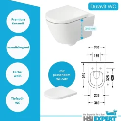 Geberit Vorwandelement Duravit D-Code WC spülrandlos inkl. Zubehör Set