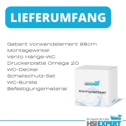 Geberit Vorwandelement Omega 98 cm Vento WC spülrandlos inkl. Zubehör Set