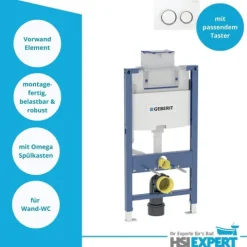 Geberit Vorwandelement Omega 98 cm Vento WC spülrandlos inkl. Zubehör Set