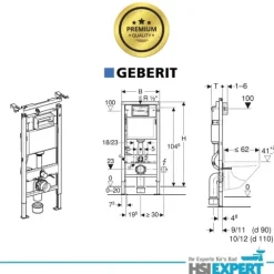 Geberit Vorwandelement RIVA WC spülrandlos R(h)einwirbel Spülung Set