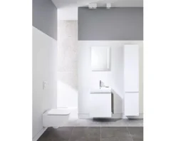 GEBERIT Wand-WC Set Smyle Square Tiefspüler ohne Spülrand weiß glänzend mit Schallschutzset und WC-Sitz mit Absenkautomatik CG05030000