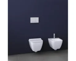 GEBERIT Wand-WC Set Smyle Square Tiefspüler ohne Spülrand weiß glänzend mit Schallschutzset und WC-Sitz mit Absenkautomatik CG05030000