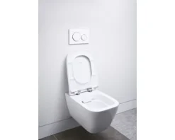 GEBERIT Wand-WC Set Smyle Square Tiefspüler ohne Spülrand weiß glänzend mit Schallschutzset und WC-Sitz mit Absenkautomatik CG05030000