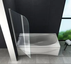 GLASDEALS Badewannenaufsatz glas Duschtrennwand WELLNESS 80 x 140 cm
