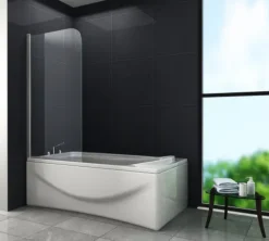 GLASDEALS Badewannenaufsatz glas Duschtrennwand WELLNESS 80 x 140 cm