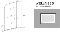 GLASDEALS Badewannenaufsatz glas Duschtrennwand WELLNESS 80 x 140 cm