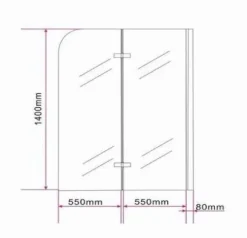 GLASDEALS Badewannenaufsatz glas Duschtrennwand BREASE - Schwarz 120 x 140 cm