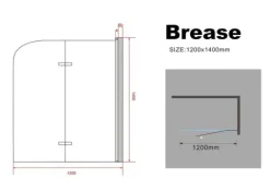 GLASDEALS Badewannenaufsatz glas Duschtrennwand BREASE - Schwarz 120 x 140 cm