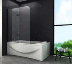 GLASDEALS Badewannenaufsatz glas Duschtrennwand BREASE - Schwarz 120 x 140 cm