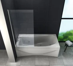 GLASDEALS Badewannenaufsatz glas Fixe Duschtrennwand STURDO 70 x 140 cm