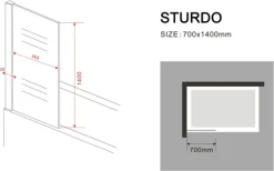 GLASDEALS Badewannenaufsatz glas Fixe Duschtrennwand STURDO 70 x 140 cm