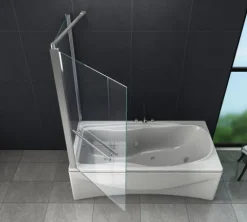 GLASDEALS Badewannenaufsatz glas Eck-Duschtrennwand UNIONO 70 cm