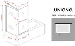 GLASDEALS Badewannenaufsatz glas Eck-Duschtrennwand UNIONO 70 cm