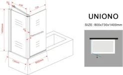 GLASDEALS Badewannenaufsatz glas Eck-Duschtrennwand UNIONO 75 cm