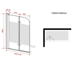 GLASDEALS Badewannenaufsatz glas Duschtrennwand BREASE-FROST 120 x 140 cm