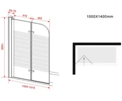 GLASDEALS Badewannenaufsatz glas Duschtrennwand BREASE-FROST 100 x 140 cm