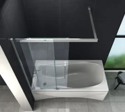 GLASDEALS Badewannenaufsatz glas Schiebetür-Duschtrennwand DOZE 120 x 150 cm