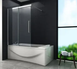 GLASDEALS Badewannenaufsatz glas Schiebetür-Duschtrennwand DOZE 120 x 150 cm