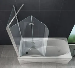 GLASDEALS Badewannenaufsatz glas Eck-Duschtrennwand AROUND 75 cm