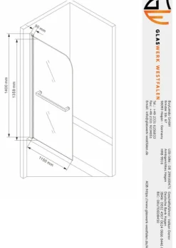 Glaswerk Westfalen- 120x140cm Badewannenaufsatz