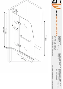 Glaswerk Westfalen- 100x140cm Badewannenaufsatz (H)