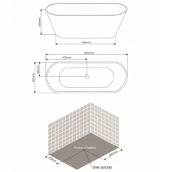 Glänzend weiße 180 cm feistehende Badewanne | Allegra