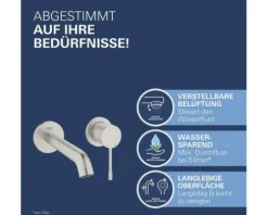 GROHE Waschtischarmatur Unterputz ESSENCE supersteel matt ohne Unterputzgrundkörper 19408DC1