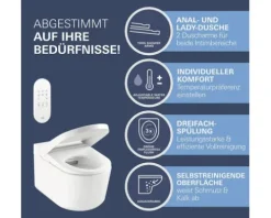 GROHE Dusch-WC Set Sensia Tiefspüler ohne Spülrand mit Hygienedusche und PowerFlush Triple Vortex weiß glänzend mit Beschichtung mit WC-Sitz 36507SH0