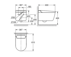 GROHE Dusch-WC Set Sensia Tiefspüler ohne Spülrand mit Hygienedusche und PowerFlush Triple Vortex weiß glänzend mit Beschichtung mit WC-Sitz 36507SH0