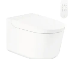 GROHE Dusch-WC Set Sensia Tiefspüler ohne Spülrand mit Hygienedusche und PowerFlush Triple Vortex weiß glänzend mit Beschichtung mit WC-Sitz 36507SH0
